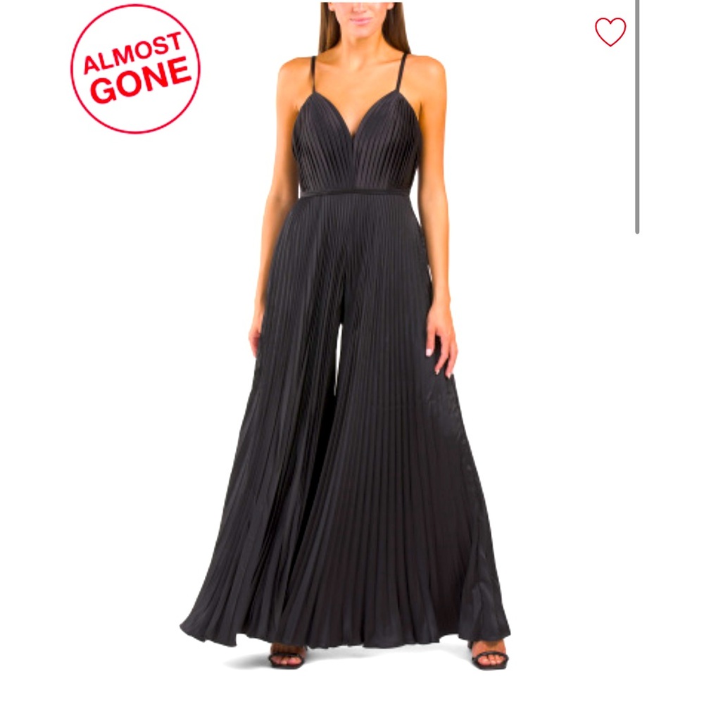 Mac Duggal Black Pleated Jumpsuit